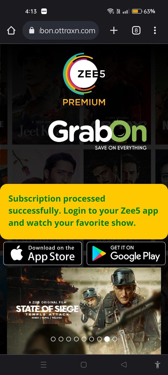 MagendhiranVee's tweet image. @GrabOnIn i made payment yesterday on grabon for Zee5 subscription but it's not working. I need a refund . I tried to reach Grabon  contact us but no response yet. 

#Grabon #Payment #Compaint