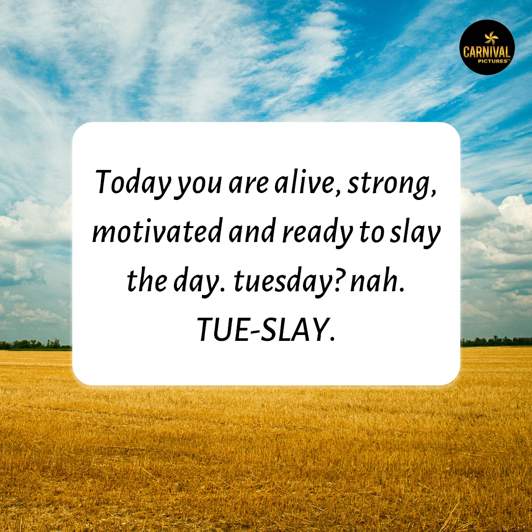 CarnivalMP's tweet photo. "Start every Tuesday with a good intention."
#HappyTuesday #Tuesdaymotivation #tuesdaythoughts #thoughts #Strong #tuesdayvibe #tuesdaywork #carnivalmotionpictures #VaishaliSarwankar https://t.co/Rm0ctv5Uxl