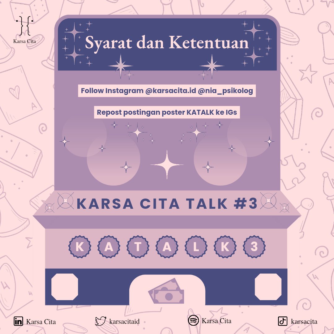 karsacitaid's tweet image. [KATALK #3 – Understanding Psychological Abuse, A Crime That Damages Mental Health]

Hi Sobat Kata! 👋🏻
Yuk tingkatkan kesadaran akan psychology abuse melalui KATALK #3 (Karsa Cita Talk)✨🤗

#katalk #webinarpsikologi #webinar #kesehatanmental #mentalhealth