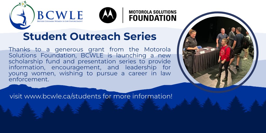 With the help of the @MSIFoundation grants program, #BCWLE is able to launch a new scholarship & presentation series to young women interested in a career in law enforcement! Read more: bcwle.ca/bcwle-receives…
#MotoSolutionsCares #StrongerTogether #WomenLeading