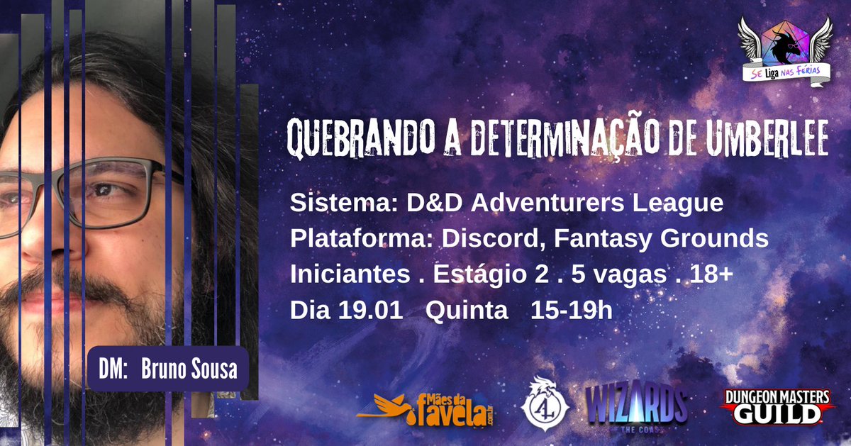 ligaventureiros's tweet photo. @patlbrito @anavls1305 @_Darkawaii @inabotelho @DnD_AdvLeague Jogue essa aventura desafiadora com o @PrestesSousa se inscrevendo aqui: https://t.co/tRLkzNJuh0. https://t.co/JF6shQJGJk