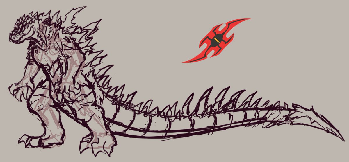 KaijuReaper's tweet photo. Did a sketch and I think I know what route to take for Hakairu Godzilla's design update!
Also design notes added in for fun.
#GodzillaTitansUnleashed #HakairuGodzilla #Godzilla #Kaiju #Fandesign https://t.co/6NxccL0ZvD