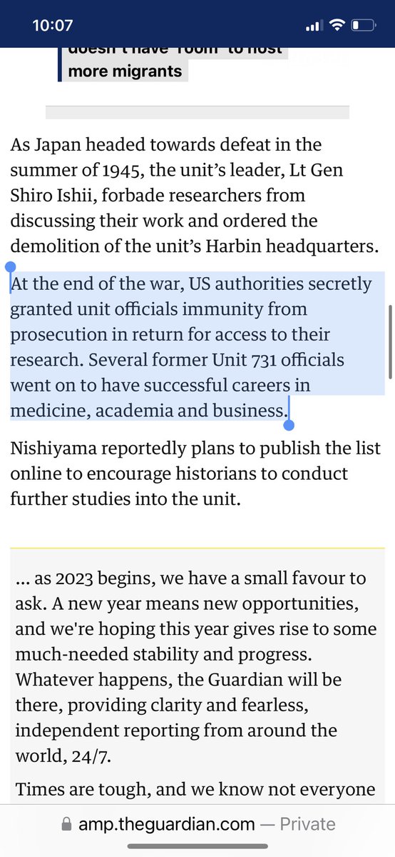 noahsheldon's tweet photo. @IchVerbinden Just amazing they were almost able to keep such atrocities secret. It’s also disturbing how many parties were in on the secret. This part of the history of 731 blows my mind. From https://t.co/CMDAlzq7KY https://t.co/iu9YkW8Q8s