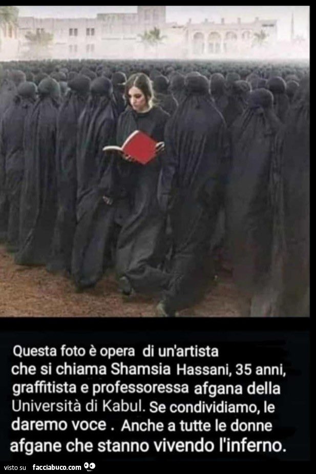 enzobianchi7's tweet photo. Amiche/i dobbiamo esultare: in Afganistan ci sono donne 
che si tolgono il velo e osano lmparare a leggere
non seguendo leggi insensate ma ribellandosi
in nome della dignità e della libertà della donna.
Sosteniamole, gridiamo con loro, indigniamoci. https://t.co/zd3Ircis5B