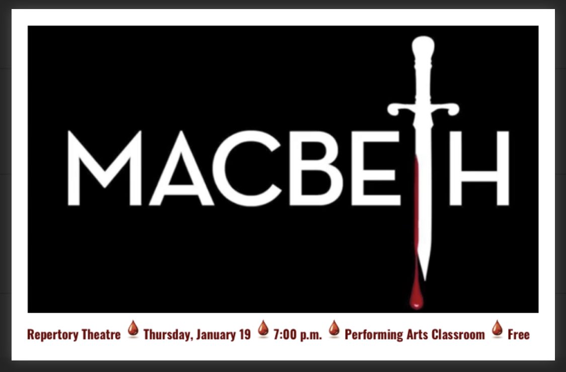 nconstage's tweet photo. One performance only! Make plans to see Macbeth this Thursday in the PAC @ 7pm. We hope to see you there!!! https://t.co/sEMOO45rF3