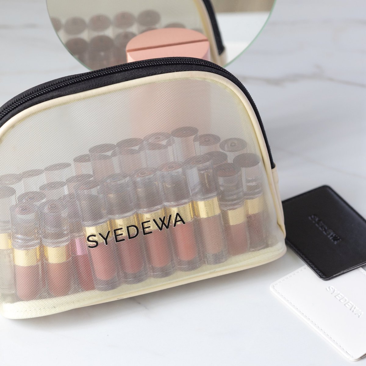 Can you guess how many Syedewa Minis can fit into the Nude Pouch?

This Syedewa Nude Pouch is made of nylon mesh, which is practical and breathable.

Perfect for organizing makeup or accessories to keep them handy.

#syedewacosmetics #makeuppouch #syedewaminis