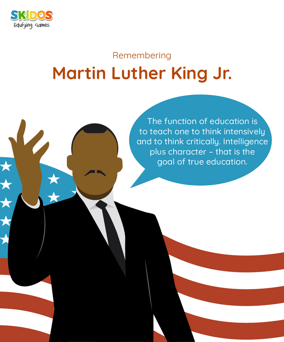 skidoslearning's tweet photo. Kids become leaders of our future by learning from the heroes of our history. 
So today at our IG, we will share resources to help you educate your child about MLK Jr. and his ideas.
https://t.co/f9evgrcYrI https://t.co/nqUXJlWJbX