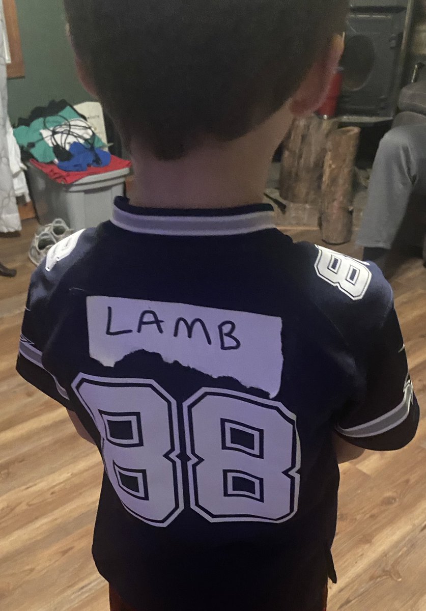 When your son wants a @_CeeDeeThree jersey but all he has is an old @DezBryant jersey you improvise 💙🏈 #GoCowboys #howboutthemcowboys #cowboyswin #ceedeelamb #number88 #ReadyForRoundTwo #DC4L #CowboysNation