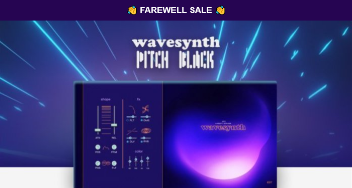SampleSReview's tweet photo. WAVESYNTH PITCH BLACK is Being Discontinued & is
80% OFF $7.90 (original $39) Here 🔥
👉https://t.co/PA6WAUNcrn
Soon to be Gone Forever!
#musicproduction #synth #composer #musicproducer #deals #pluginsales #sounddesign #producerlife #wavesynth https://t.co/cgXtTrExWL