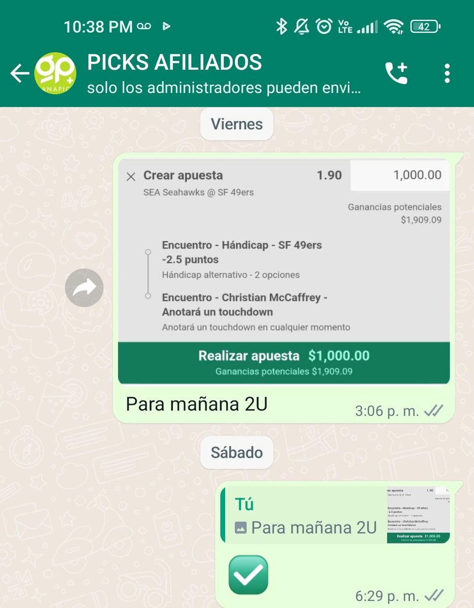 gana_pick's tweet photo. Nos fuimos invictos en la primera ronda de los Playoffs de la NFL esta semana

💰💰💰

-Niners + TD McCaffrey: Momio 1.9
-Bills +6.5 en el primer tiempo + Josh Allen lanza +1.5 TDs: Momio 1.74
-Cade Otton Over de 23.5 yardas: Momio 1.9 https://t.co/rkcSXeKrUg