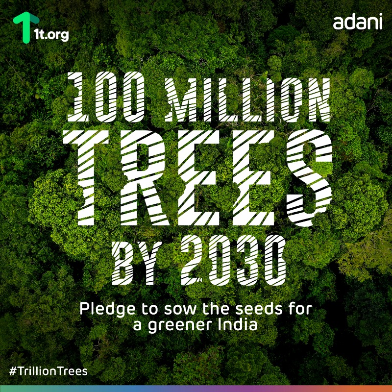 AdaniOnline's tweet photo. We pledge to plant &amp; conserve 100 mn trees by 2030; 29.5 mn have already been planted. In our quest for a greener India, we envision addressing climate change via our carbon-neutral &amp; net-zero businesses. Support us in our mission towards a cleaner future. #TrillionTrees 
@1t_org