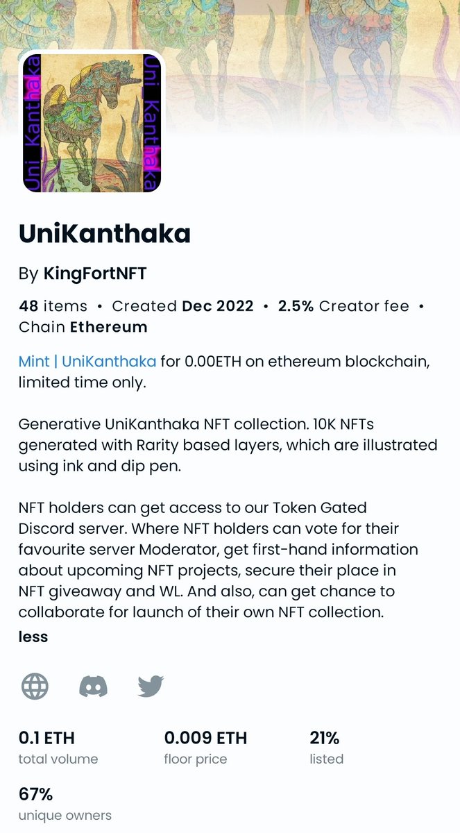 LineageArt's tweet photo. 'UniKanthaka' slowly getting Popularity
48 #FreeMints and 5 #NFTs sold so far.
.
It is better to be slow than creating fake hype and fake marketing.
.
"Wisely and slow. They stumble that run fast." -William Shakespeare.
.
#NFTCommunity #NFT #Forever #nftart https://t.co/7BMUeMNuz7