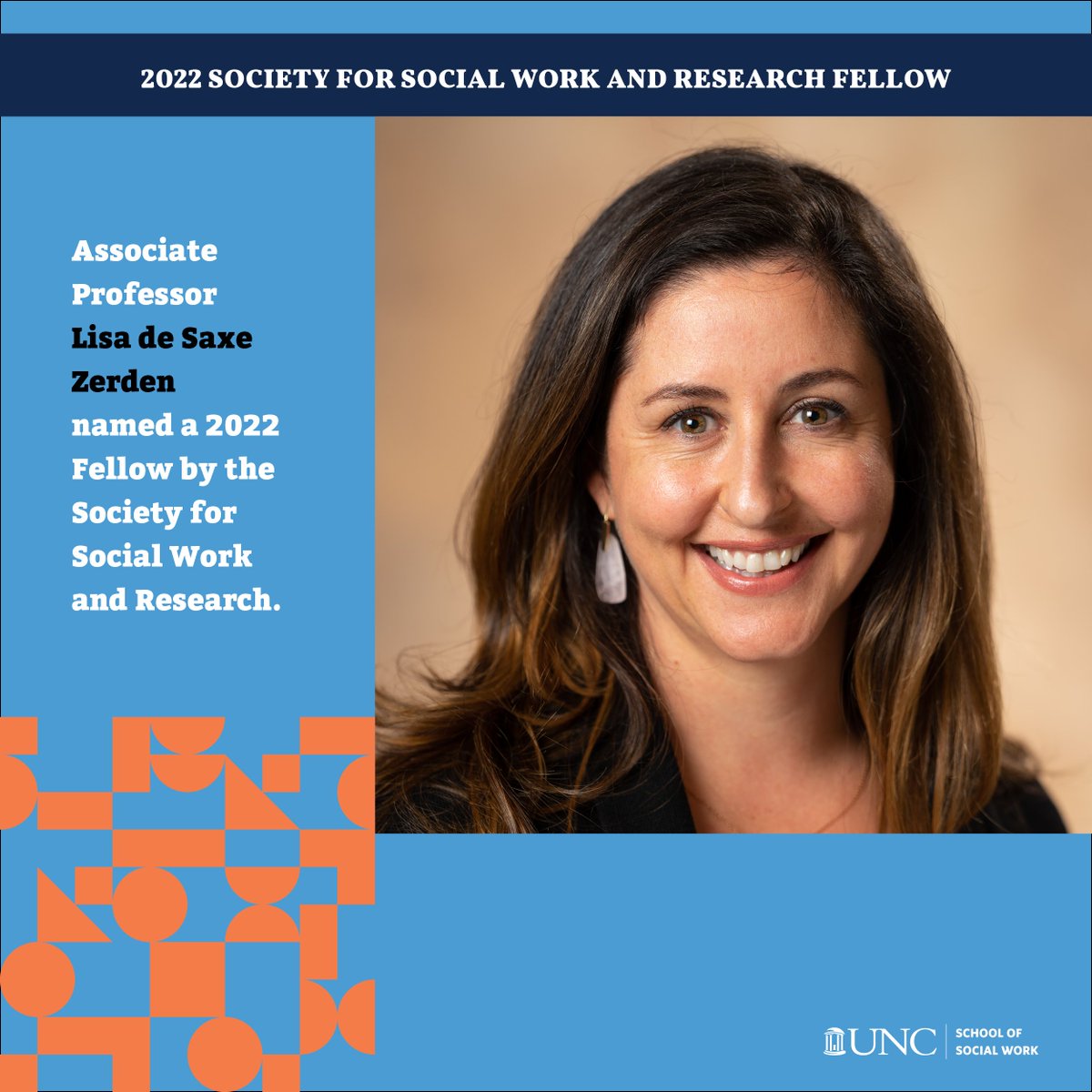 UNC_SSW's tweet photo. Kudos to Associate Professor Lisa de Saxe Zerden (@de_zerden), named a 2022 Fellow by the Society for Social Work and Research #SSWR2023. https://t.co/S4ewSZwRfN #socialworkresearch https://t.co/dgbNbHgPwn