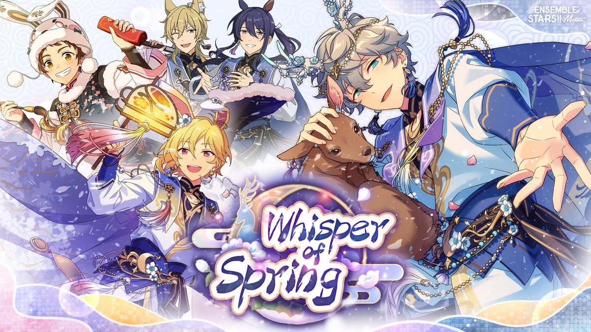 enstarsmusic_EN's tweet photo. ✨2023 Dawn of Spring Event starts now! Let's embrace the upcoming spring together!

Scout! Whisper of Spring will start on⏰01/17 at 12:00 PM GMT-5!

Please stay tuned!

#EnsembleStarsMusic https://t.co/e1JPzJOW9t