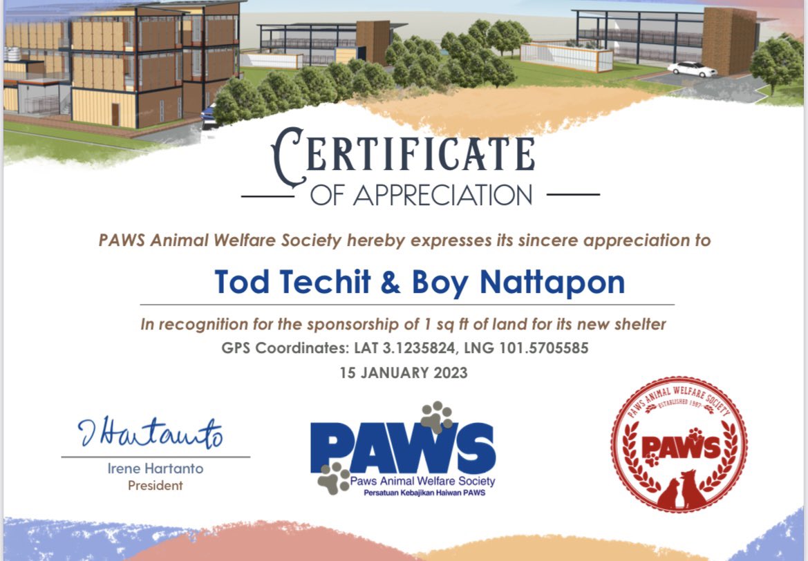BoyTodMY's tweet photo. We have received the certificate from Paws Animal Welfare Society 🐕🐈
#techittod #natponboy https://t.co/avGGAfGmsk