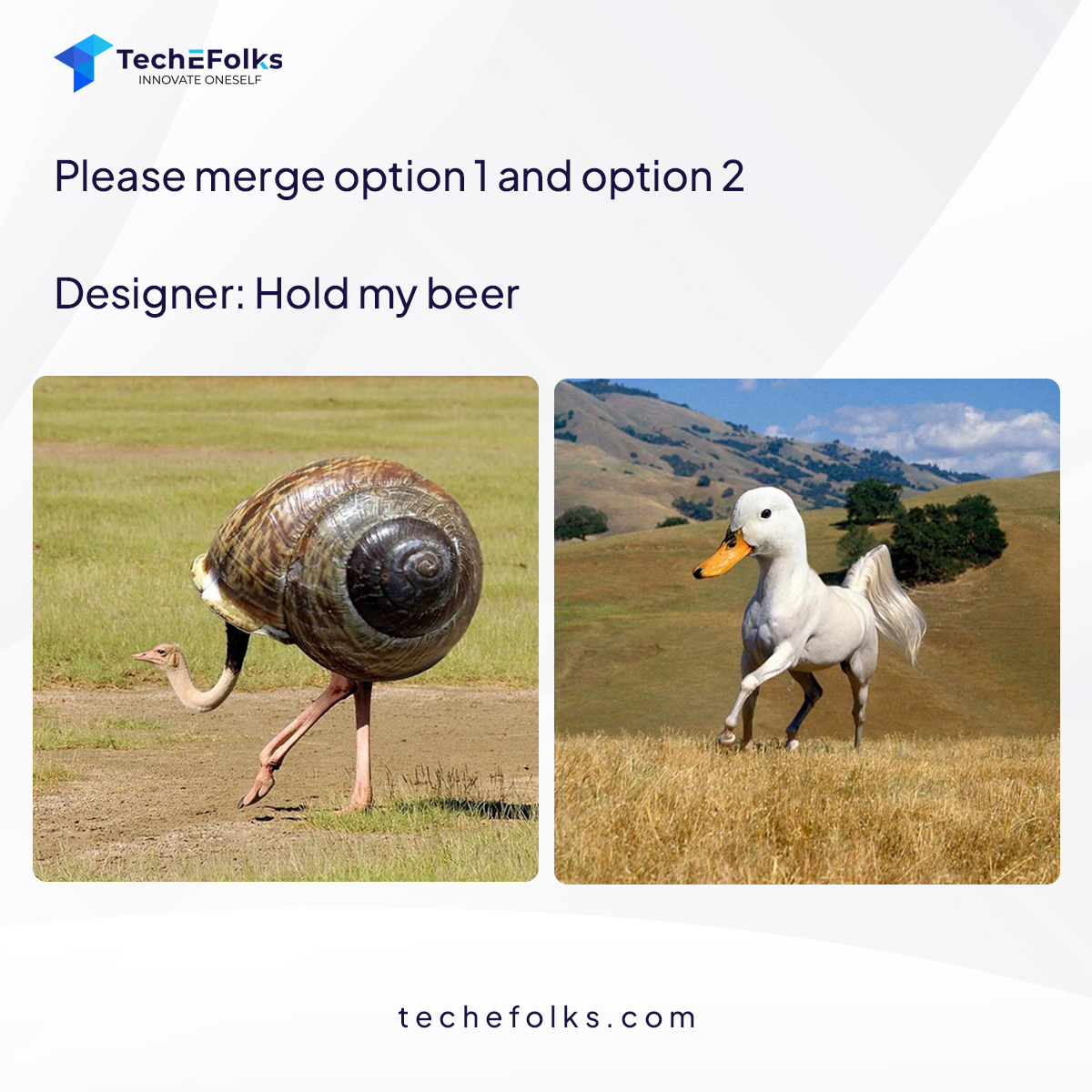 TechEFolks_'s tweet image. What should we call it? Ostrisnail and Horduck? 😅
Let's raise our cups of coffee and toast to the pixel pushers and code wranglers!
#webdesign #webdesigner #humor #techefolks