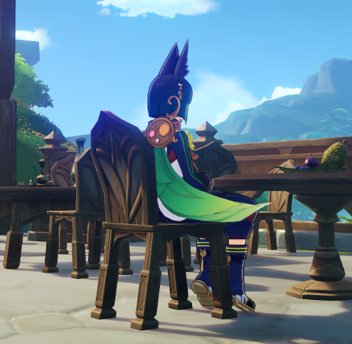 hukiolukio's tweet photo. did they shrink the chairs so Cyno and Tighnari's feet actually touched the floor 😂 https://t.co/VpyR8m5Iuv