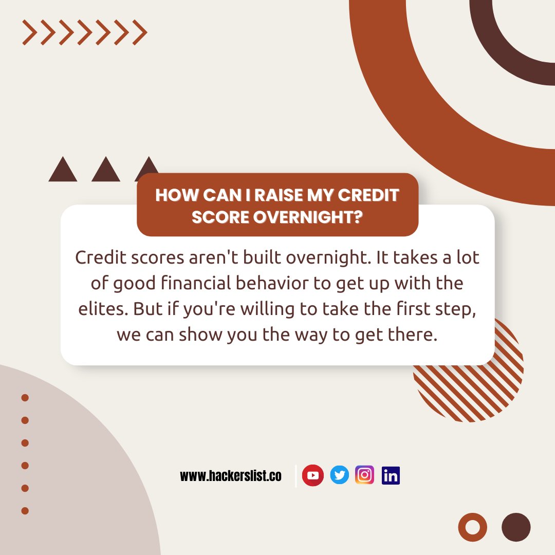 Middlet1J's tweet photo. How can I raise my credit score overnight?
#creditscore #credit #score #improvecreditscore #creditrepair #creditrepairservices https://t.co/XUCMzYN81v
