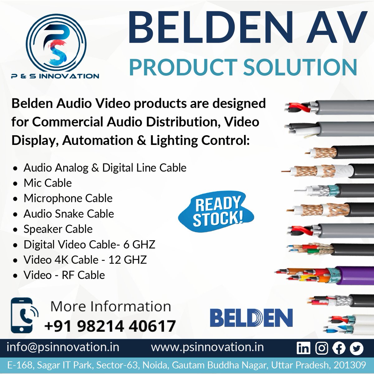 For More Information WhatsApp us on
wa.me/919821440617

#pandsinnovation #belden #cables  #industrialcables #industrialautomation #products #networkcables  #beldencables #audiovideocables #videocales #audiocables #speakercable #microphonecable #miccable #beldenaudiovideo