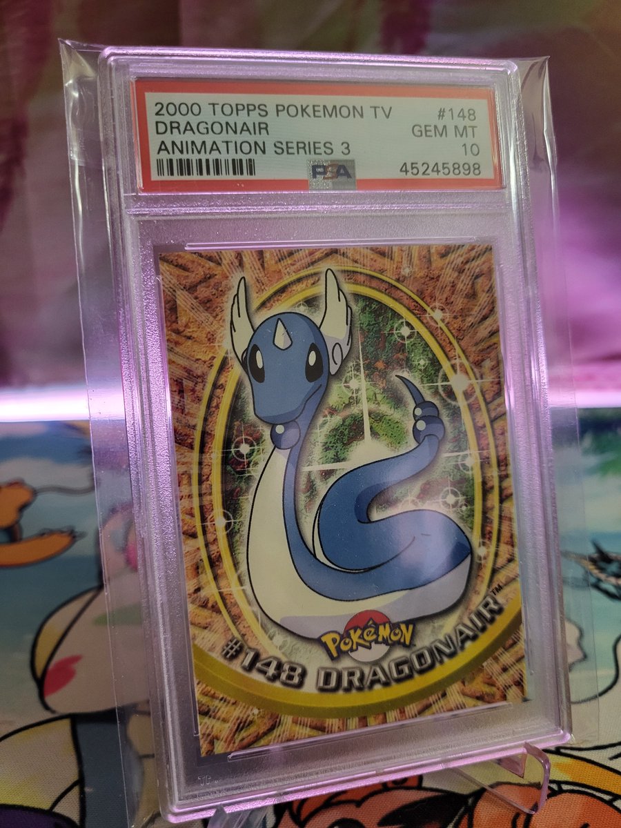 PA1NTS's tweet image. Gave away this Pop 4 PSA 10 Dragonair the other day! Beautiful card! Follow me on twitch if you're interested in more low pop slab giveaways like this! 
twitch.tv/pa1nts
#pokemon #psa #lowpop #dragonair #topps #psa10 #10 #PokemonTCG #giveaway