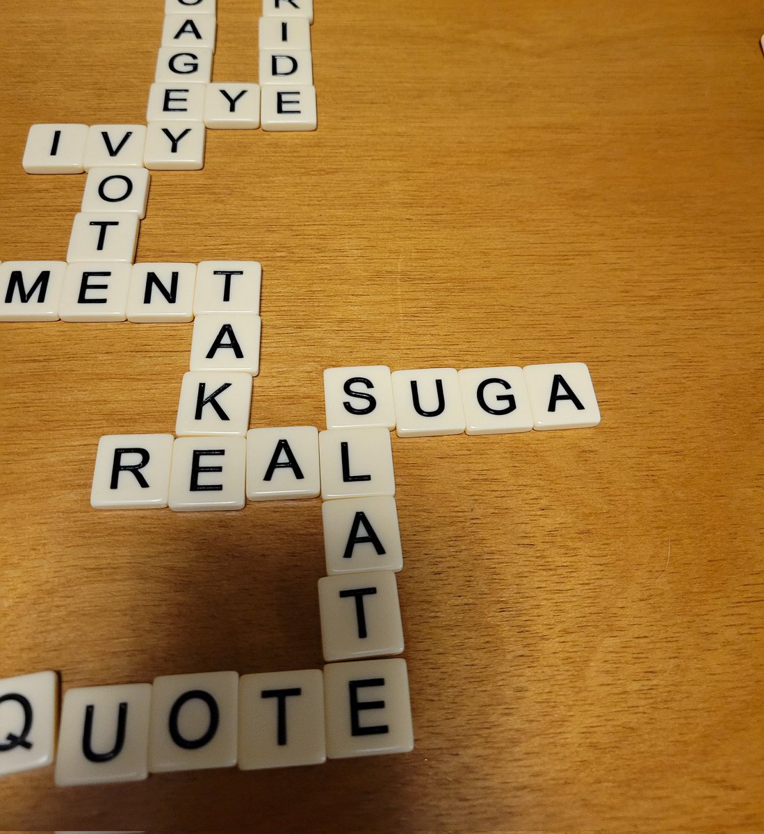 BTSxRockyMtn's tweet photo. Playing @bananagrams with the fam tonight. When I tried to use #SUGA I was told " SUGA is not a word, it's a way of life" So true!! #bananagrams #yoongi #YesIWon 🎣 https://t.co/oc5knI5KS1
