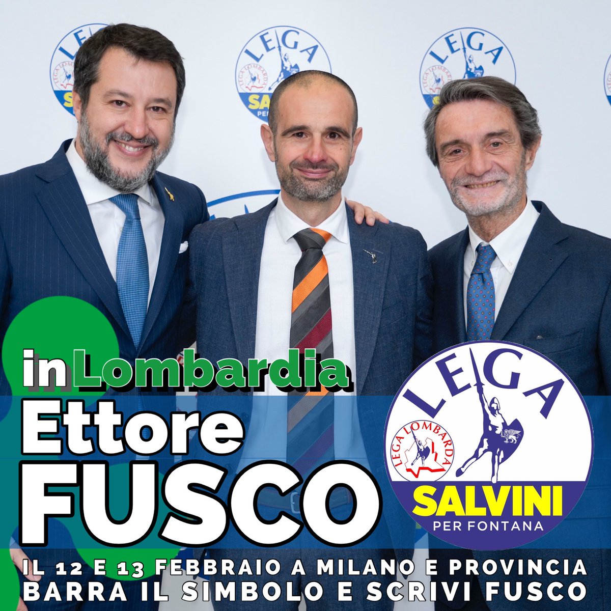 EttoreFusco's tweet photo. Con @matteosalvinimi e @FontanaPres per una Lombardia ancora più vicina ai cittadini.
A Milano e provincia il 12 e 13 febbraio #votaLega e #scriviFusco

#staiconfusco #candidato #inlombardia #insieme #regionelombardia #attiliofontana #legasalvinipremier #candidatura #Lombardia https://t.co/pfRxzmtyzY