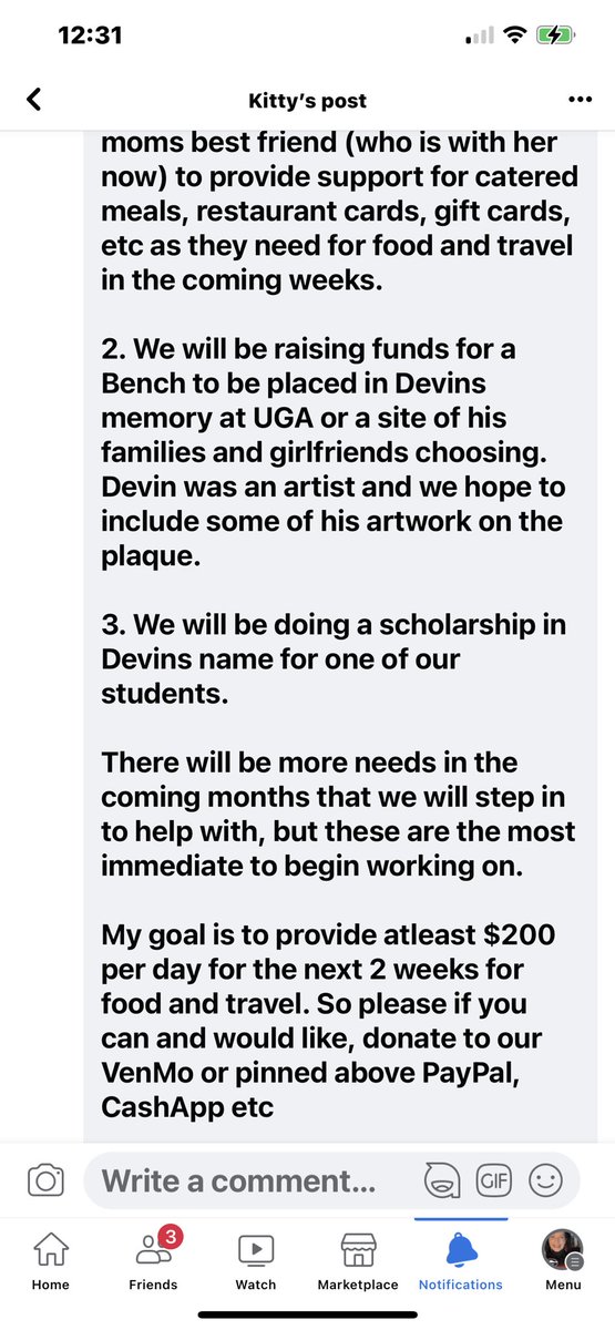 gal_dawg's tweet photo. More info from the UGA Parents page about the donations & use of collected funds- for Devin & Chandler. #GoDawgs https://t.co/2qnrMpz24b