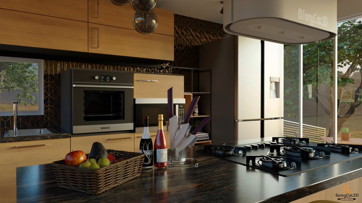 SamyCat3D's tweet image. Hi dear followers, I share my latest job, a beautiful kitchen with access to the field, I hope you can share it and like it, 40 hours of work, everything was done with a program called #pConplanner #render #kitchendesign