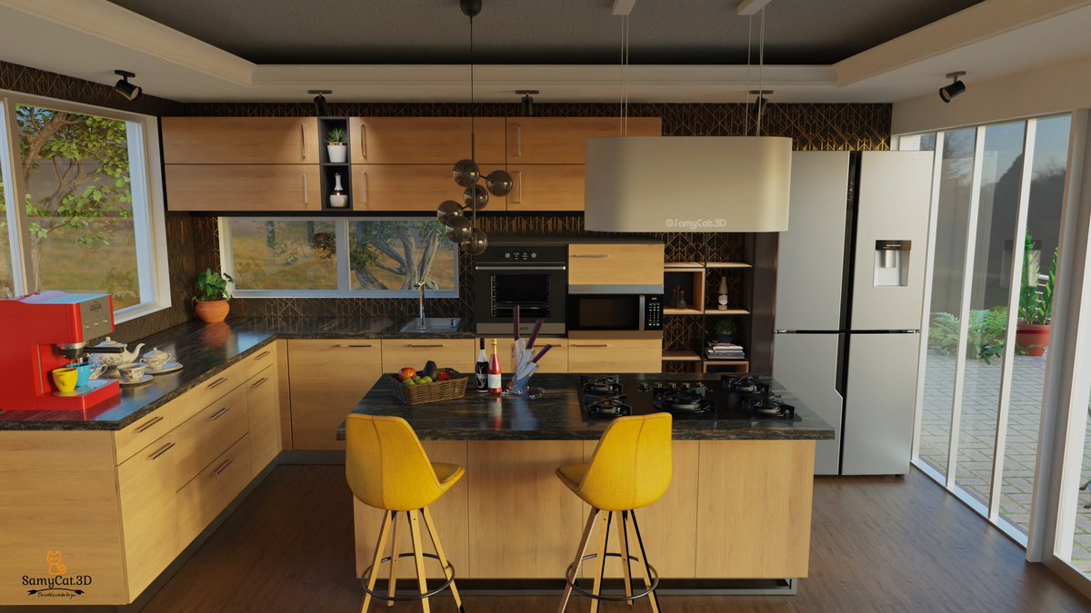 SamyCat3D's tweet image. Hi dear followers, I share my latest job, a beautiful kitchen with access to the field, I hope you can share it and like it, 40 hours of work, everything was done with a program called #pConplanner #render #kitchendesign