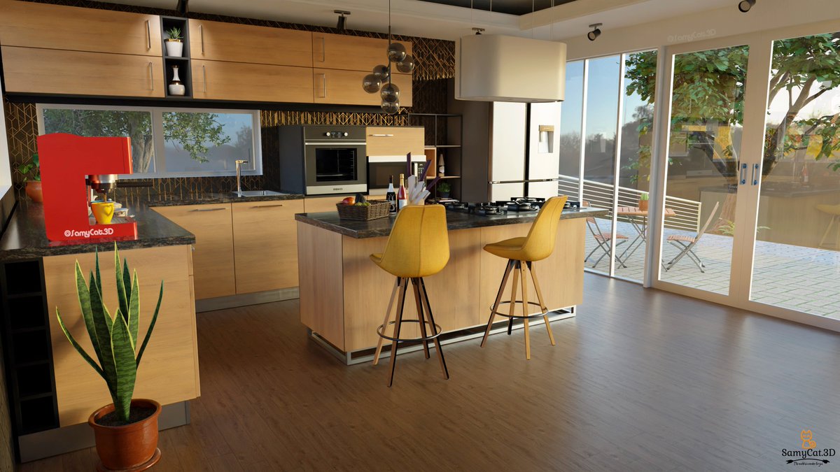 SamyCat3D's tweet image. Hi dear followers, I share my latest job, a beautiful kitchen with access to the field, I hope you can share it and like it, 40 hours of work, everything was done with a program called #pConplanner #render #kitchendesign