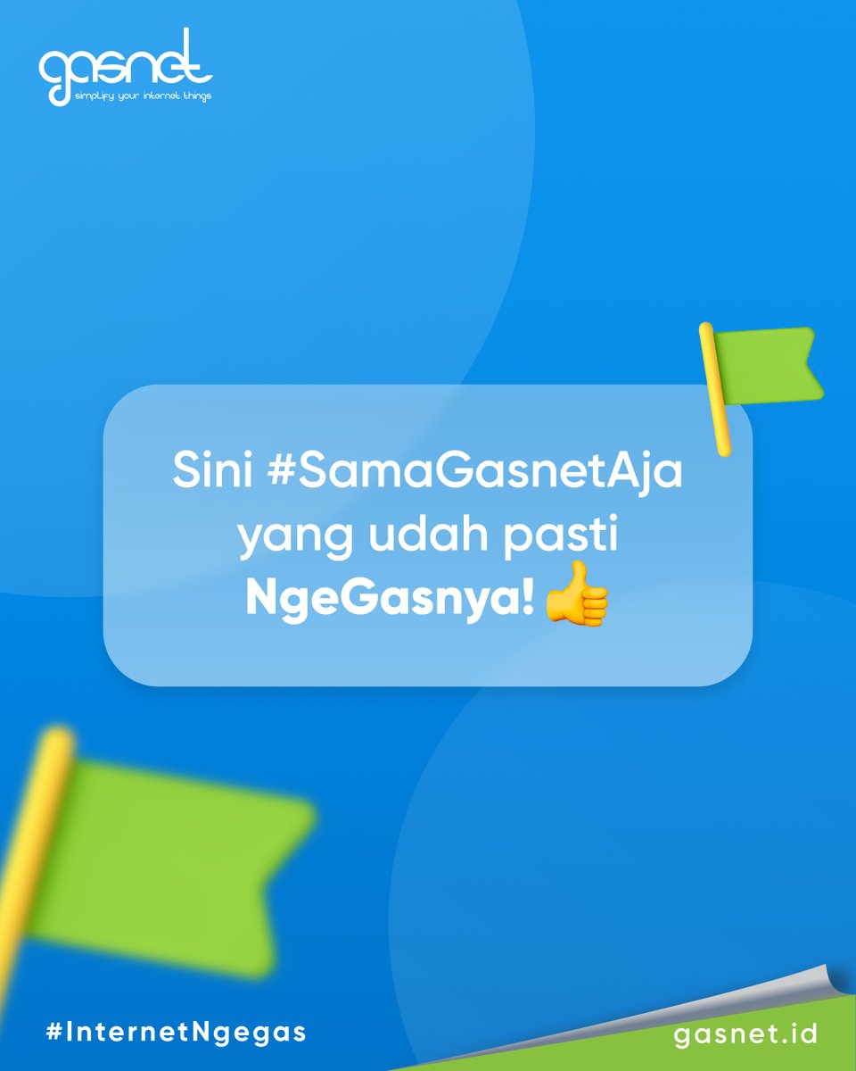 Gasnetid's tweet photo. Pakai internet lain banyak red flag-nya?🚩Duh, skip dulu deh 🚫
Saatnya kamu beralih ke #InternetNgegas Gasnet! 

#Gasnet #InternetDedicated #InternetBroadband #InternetKantor https://t.co/twwZqKY2HY