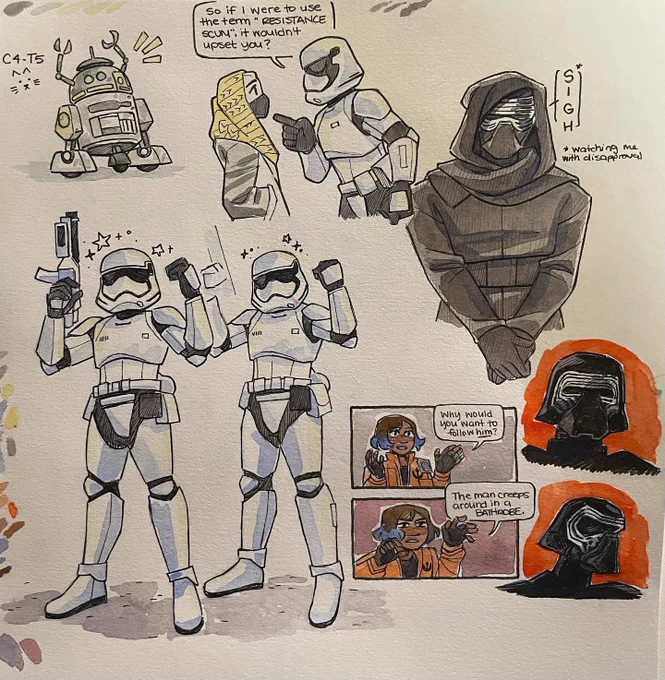 Another watercolor Star Wars page from my sketchbook 