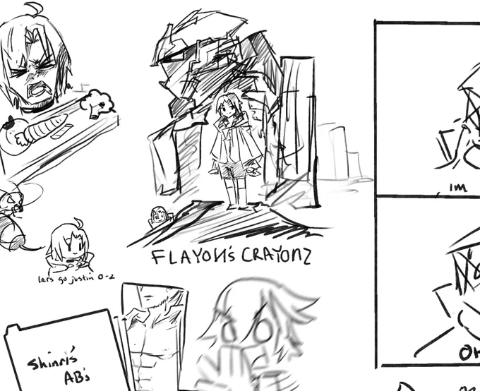 Looking back at the vanguard boys drawings I did, during Flayon's debut I was doing all these doodles at the time, and one of them was just a predecessor sketch to the full illustration I did lol 