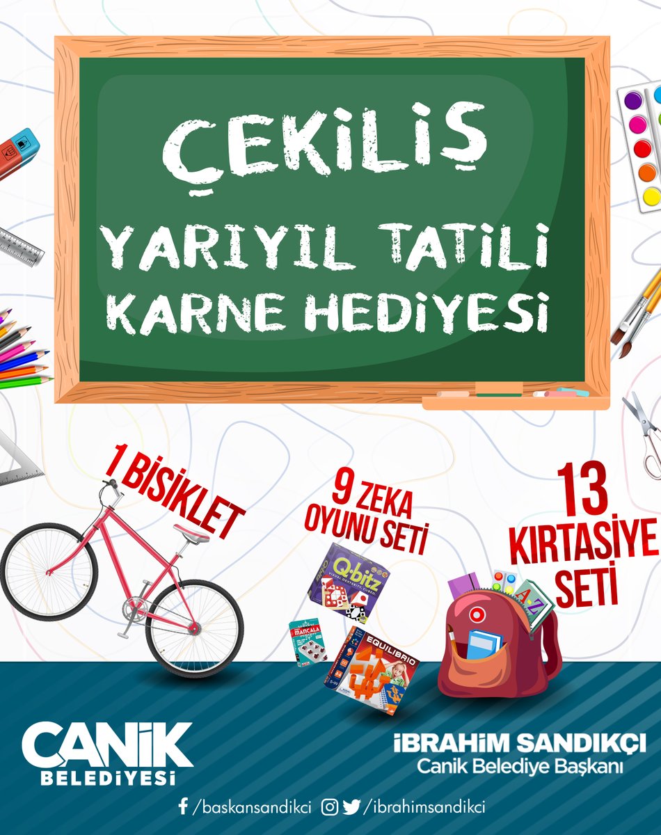 ibrahimsandikci's tweet photo. Geleneksel hale getirdiğimiz yarıyıl karne hediyelerinizi sizler için hazırladık. 🎁

Çekilişe katılmak için:
◽@ibrahimsandikci ve @samsuncanikbld takip et
◻Gönderiyi beğen
◽2 kişiyi etiketle

⌛Son Katılım: 23 Ocak 2023 https://t.co/HZxnSTtVT1