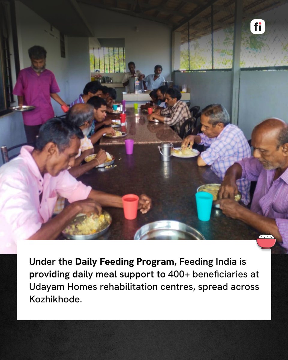FeedingIndia's tweet image. Under the #DailyFeedingProgram, Feeding India has partnered with the Kozhikhode District Administration to provide food security to the 400 homeless orphans receiving shelter at Udayam Homes in order to fulfil their daily dietary needs and provide them a sustainable livelihood.
