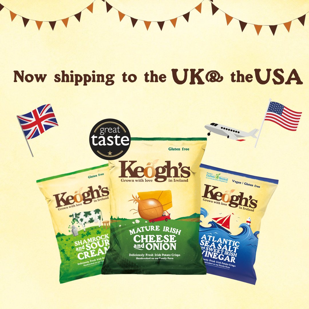Keoghsfarm's tweet photo. Exciting news โฆspread the word๐๐๐
Weโre now shipping direct from our farm to the UK & the USA. Simply visit our online farm shop to view our full range of crisps, popcorn and tasty gifts
https://t.co/HH9AfOdlhn
#KeoghsFarm #CropToCrisp https://t.co/9iIDTv1M2T