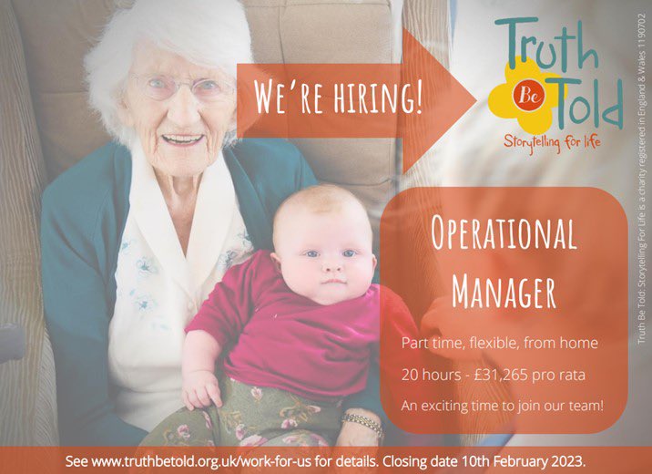 NEW ROLE - Operational Manager - part-time, flexible, from home! Thanks to the generous support of <a href="/Benefacttrust/">Benefact Trust</a> we are now able to grow our small, creative, dynamic team. Please find out more and get in touch! truthbetold.org.uk/work-for-us