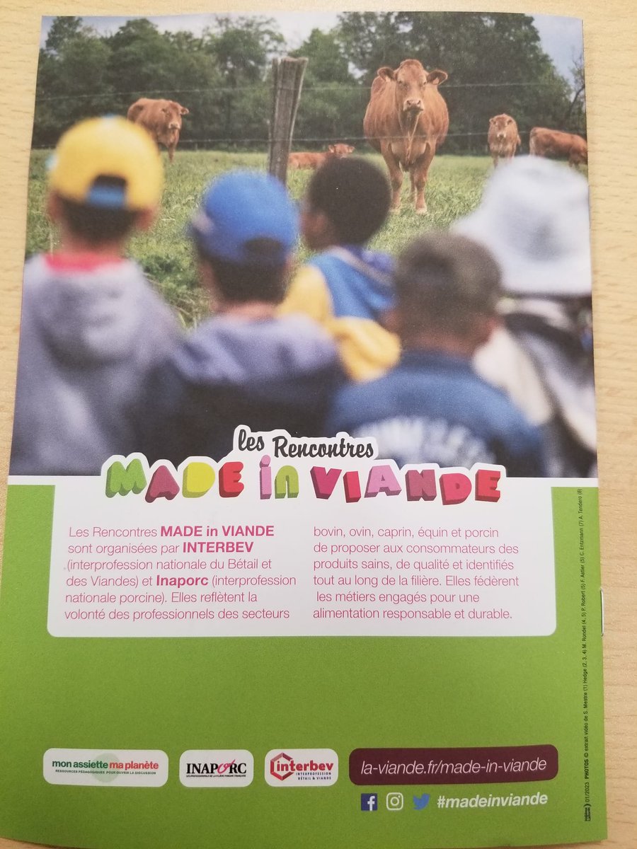 FBB_PorteParole's tweet image. Pour contrer les préoccupations environnementales et éthiques des plus jeunes, le lobby #MadeInViande (@Interbev_fr ; @inaporc) investit les écoles afin de formater les futurs consommateurs. En revanche, sensibiliser les élèves sur l'enfer des élevages intensifs n'est pas permis.