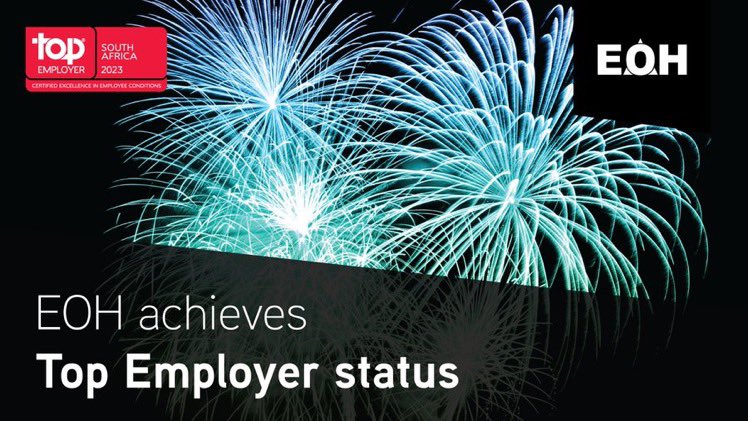 EOH achieves Top Employer status 
It’s official! EOH is one of the coolest places to work. We have been certified as a Top Employer by the (<a href="/topemployer/">Top Employers Institute</a>) Top Employers Institute, the global authority on excellence in people practices. #topemployers #ProudlyEOH