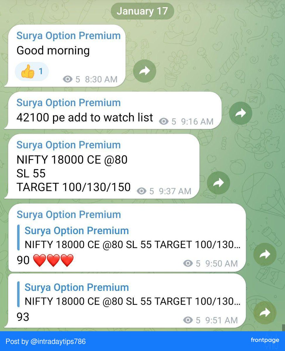 SURYAKUMARDAMOR's tweet image. Join telegram channel
t.me/gujaratisurya
#NIFTYBANK 
#NIFTY50 
#intradaytips
#stockoption
#gujaratipower
#bullvsbear
Today premium call screenshot shot
 #frontpage_app