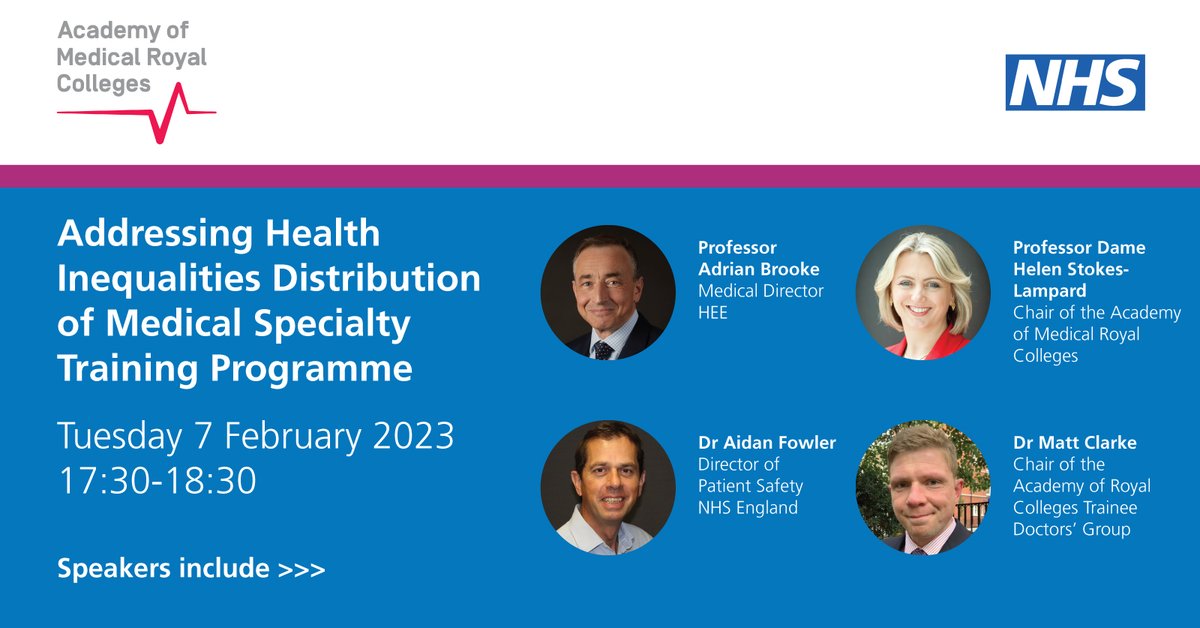 NHSE_WTE's tweet photo. Are you a doctor in training? Join speakers from @NHSEngland, @AoMRC, @AoMRCTrainees and HEE at a webinar on 7 Feb to hear more about Distribution of Medical Specialty Training.

You can ask questions in advance >>>https://t.co/eTC3171t4x

Join event>>>https://t.co/LwRmx3YVoQ https://t.co/oPzpv0W0Ld