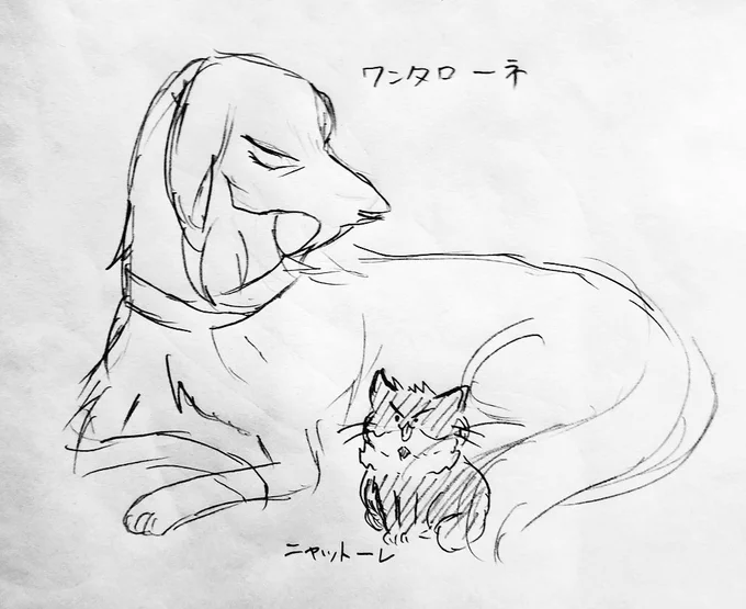 【落書き】
※擬獣化
この間呟いてた猫ドットーレと犬パンタローネ 