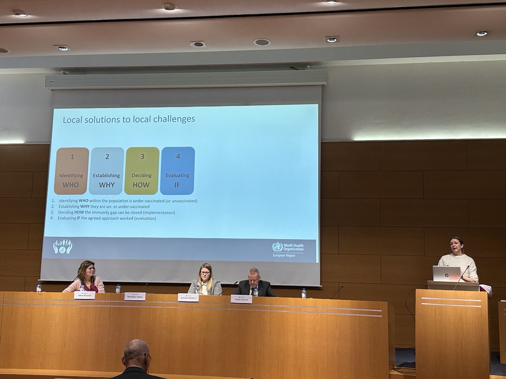 rivereuproject's tweet photo. At #CfV23, Siff Malue Nielsen @WHO_Europe explains how immunization equity is essential to increase vaccination coverage. Some groups will need tailoring of immunization services.
We study barriers to vaccination experienced by some groups in society & consider local solutions. https://t.co/n6k80CAltT