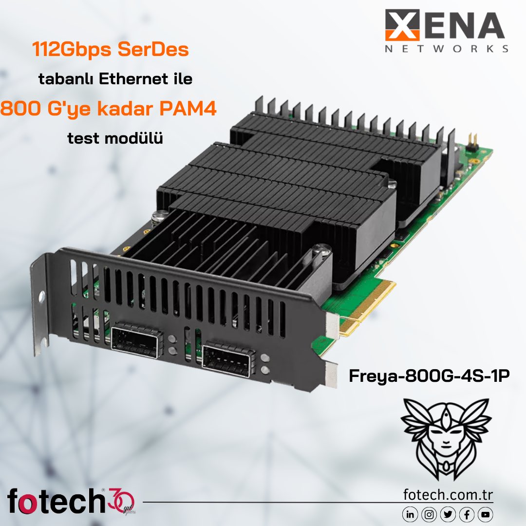 FotechLtd's tweet photo. Xena Networks ‘Freya-800G-4S-1P’ test modülü ile yüksek hızlı Ethernet cihazlarınızın performanslarını arttırabilirsiniz.  
Xena ürünleri hakkında detaylı bilgi: https://t.co/Qz8UVHLtsh https://t.co/iGVM1V47qJ