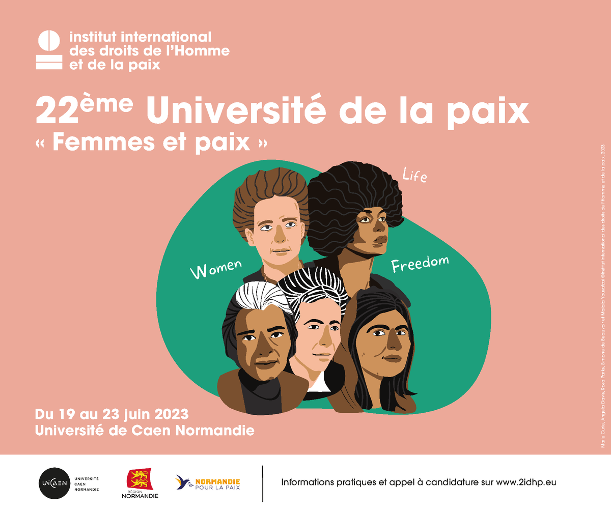 🕊📢 Appel à candidature pour la 22e Université de la paix : « Femmes et paix » organisée du 19 au 23 juin à l'<a href="/Universite_Caen/">Université de Caen Normandie</a>, avec le soutien de la <a href="/RegionNormandie/">Région Normandie</a>.
➡️ Ouvert jusqu'au 18 avril aux jeunes francophones âgés de 20 à 28 ans : 2idhp.eu/actualite/appe…