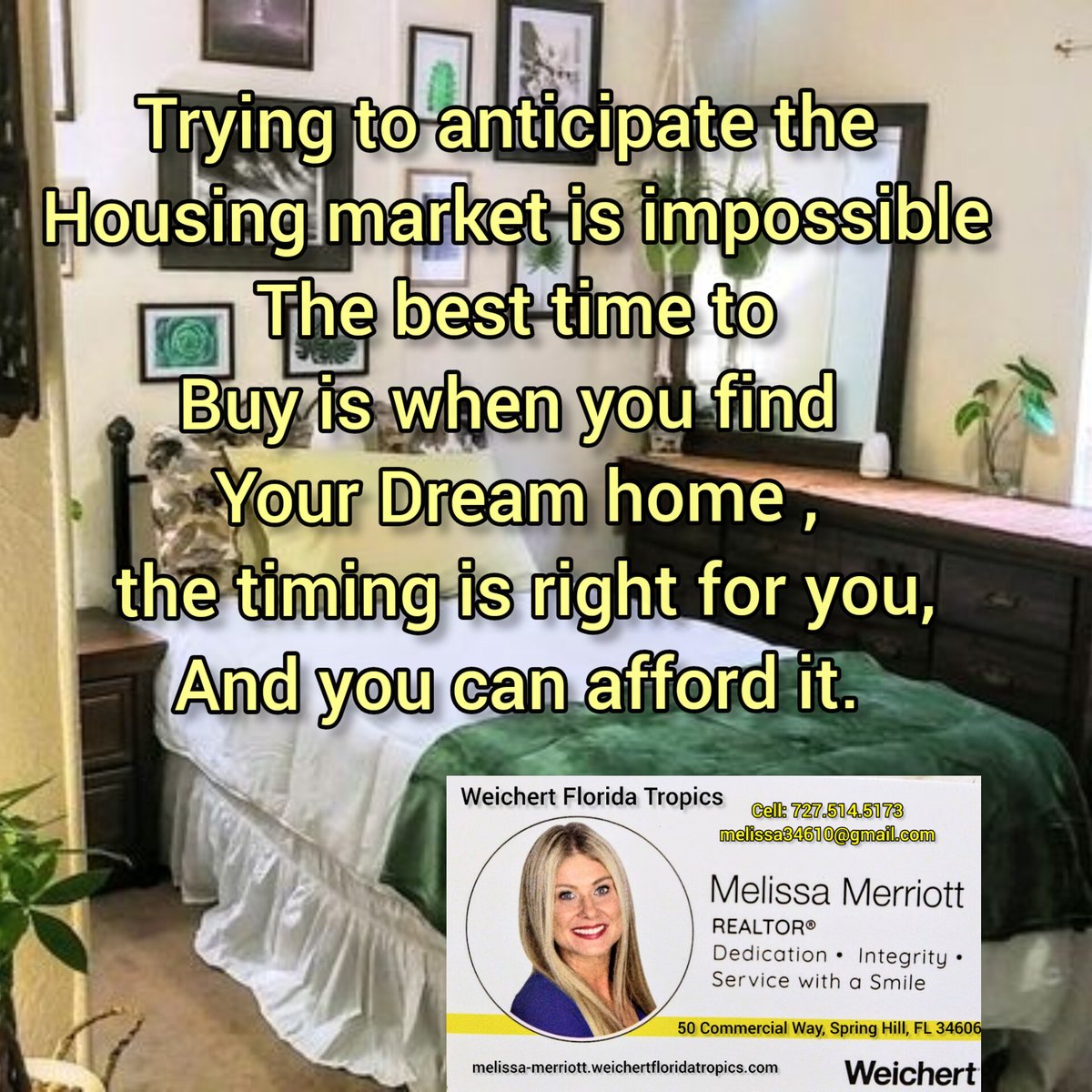 Melisa1Realtor's tweet photo. I'll help you find your dream home 🏡❤️
REALTOR®
Weichert, Realtors - Florida Tropics
Direct: 727-514-5173
Site: https://t.co/hXIAETXI1s
50 Commercial Way
Spring Hill, FL 34606
#floridarealtor #tampabayrealestate #floridarealestate #lookingforahome #lookingtomove #goals https://t.co/EmQUjwRIu3