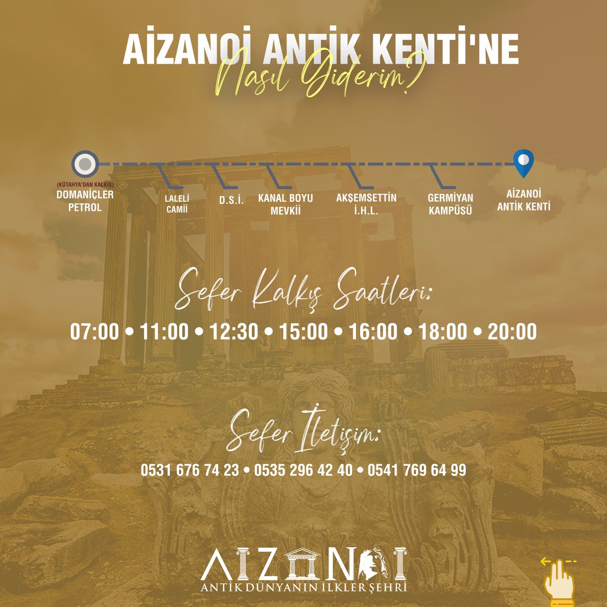 aizanoitv's tweet photo. Dünyanın 7 değil de 8 harikası olsaydı emin olun sekizincisi Aizanoi Antik Kenti olurdu! Her mevsim bir başka güzel olan Aizanoi Antik Kenti'ni ziyaret etmek isteyen gezginlerimiz için Kütahya il merkezinden Aizanoi Antik Kenti'ne olan seferleri paylaşıyoruz! 🏺🗿 https://t.co/PwTRY4tHMJ