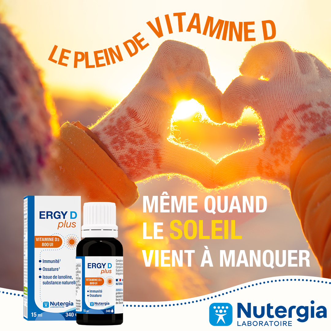 Nutergia's tweet photo. Le plein de vitamine D !

ERGY D plus est une formule concentrée à 800 UI par goutte. Sa forme huileuse facilite l’absorption.  
La vitamine D contribue au bon fonctionnement immunitaire et au maintien de l’ossature.

►https://t.co/FszeBQytZ5

#nutergia #ergyDplus https://t.co/AgGTK7ZkEd