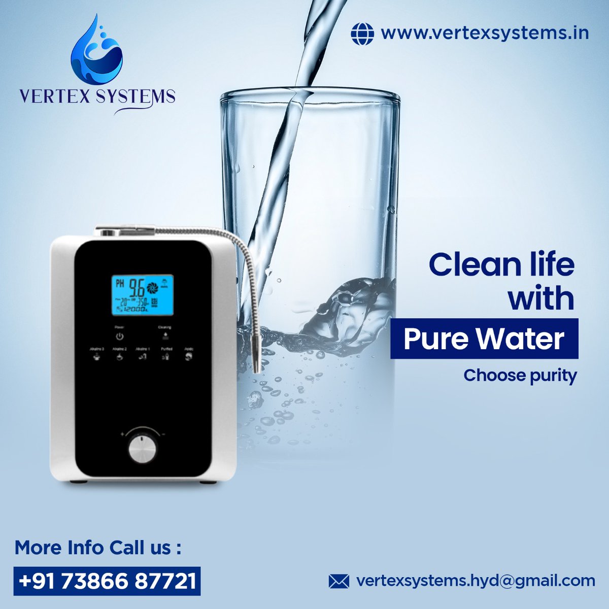Vertexsystems1's tweet photo. 𝐂𝐋𝐄𝐀𝐍 𝐋𝐈𝐅𝐄 𝐖𝐈𝐓𝐇 𝐏𝐔𝐑𝐄 𝐖𝐀𝐓𝐄𝐑

Vertex system is one of the #bestROWaterPurifiers ensures 100% pure water using RO+UV+UF+TDS.
For more details visit:-
☎Call- +91 7386687721
visit - https://t.co/hVkORDhqBr
#Cleanlife #purewate https://t.co/kf6Dq6J4hv