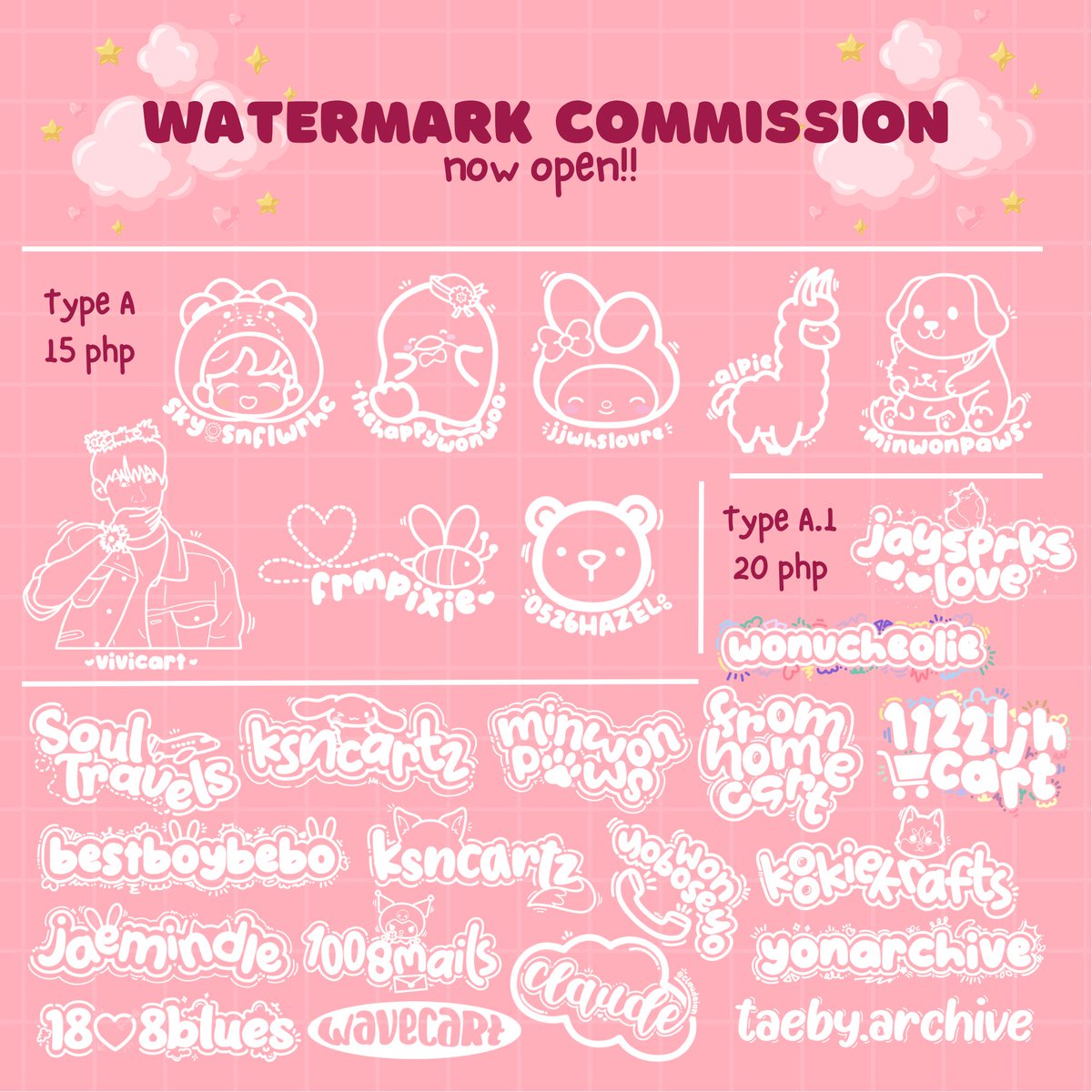 luvmincart's tweet photo. *ੈ✩‧₊˚ #luvmincomms  ♡⃕   luvmincart's watermark commission

𓏔 open to all fandoms!
𓏔 chibi, doodles, logo, characters, cartoon style
𓏔 terms &amp; conditions: https://t.co/ocmSXKQa70
𓏔 browse through #luvminmakes ✿

t. bns watermark comms wm comms ph pagawa lf logo chibi https://t.co/mKfqbCuAZ6